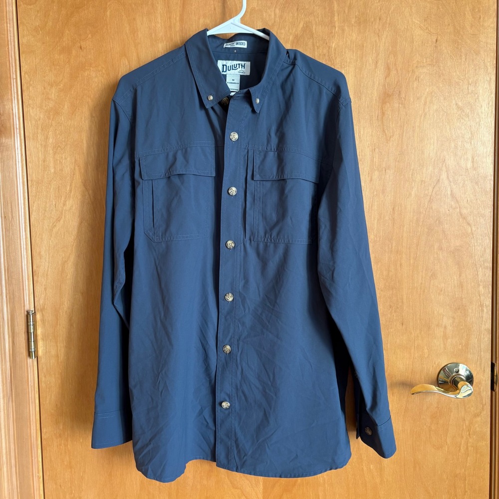 Duluth Trading Co Mens Long Sleeve Standard Fit Work Shirt Blue Size M